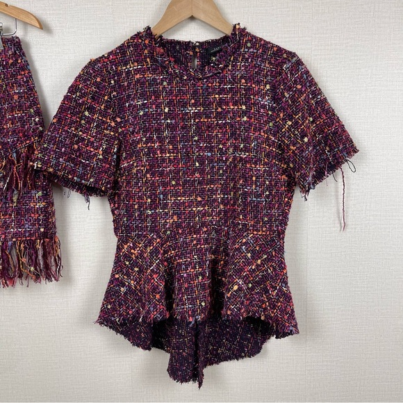 Zara Women Multicolored Tweed Peplum Set size XS - Picture 6 of 12